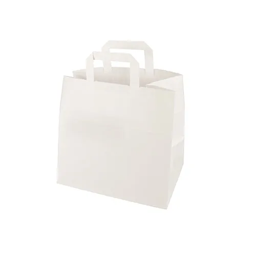 Sacs papier blanc 25 cm x 26 cm x 17 cm avec poignée (400 unités)