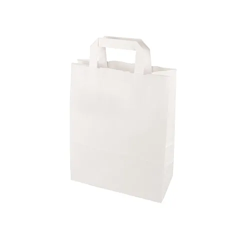 Sacs papier blanc 28 cm x 22 cm x 10 cm avec poignée (400 unités)