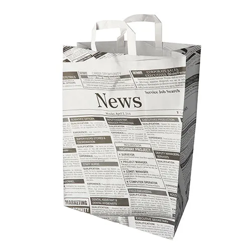 Sacs papier 44 cm x 32 cm x 17 cm "Newsprint" avec poignée (200 unités)