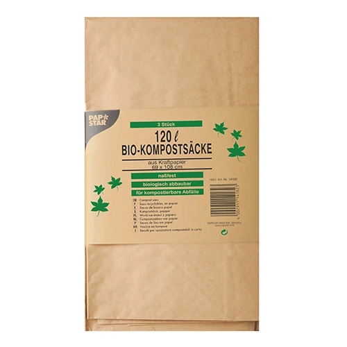 Sacs recyclables, en papier 120 l 95 cm x 70 cm x 25 cm marron, 2-plis (30 unités)