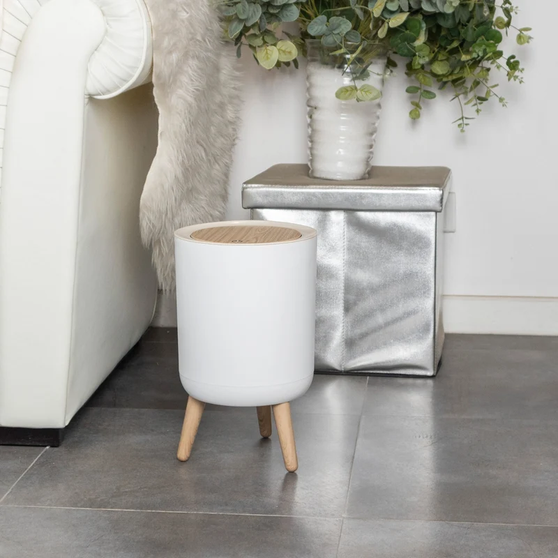 Poubelle sur pied de salle de bain touch 7L MALMO Couleur bois
