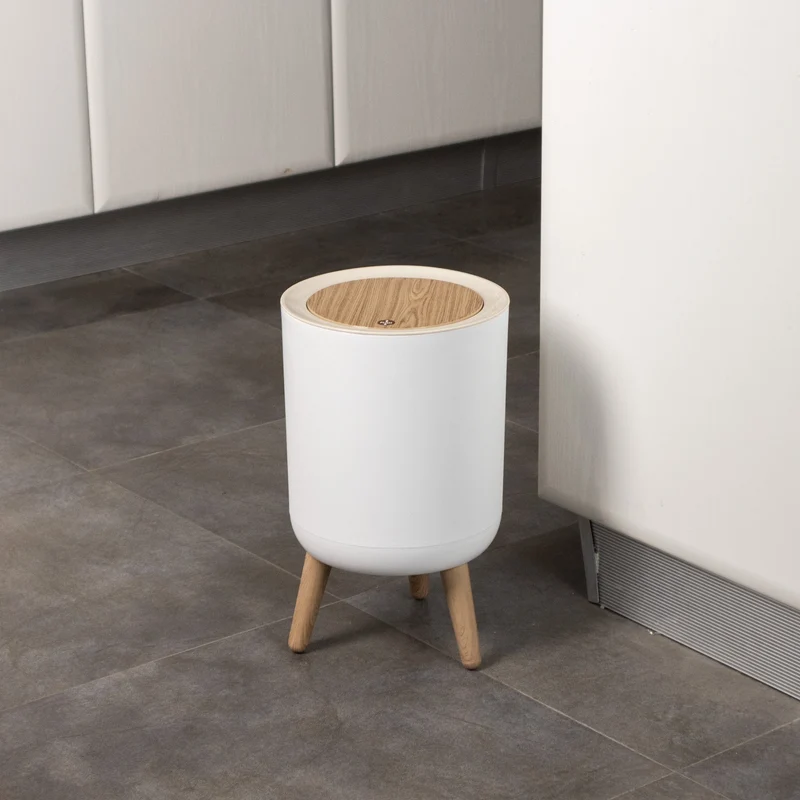 Poubelle sur pied de salle de bain touch 7L MALMO Couleur bois