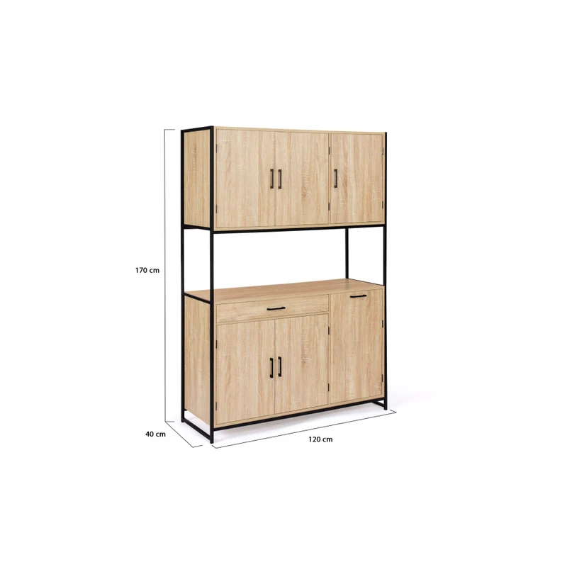 Vaisselier industriel Memphis 2 niveaux 120x176cm
