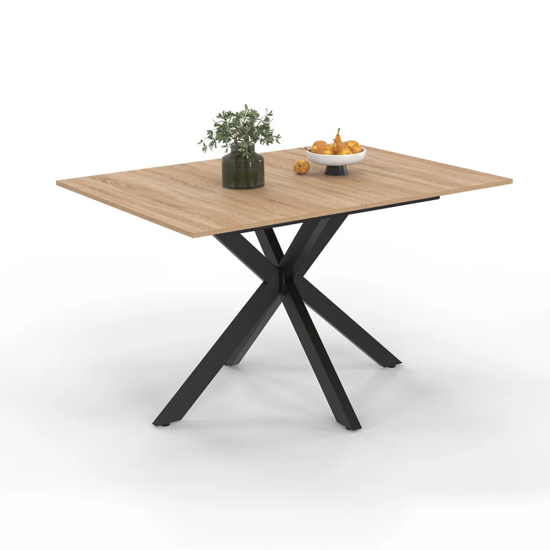 Table repas Spider plateau extensible 120-160cm et pieds croisés noirs