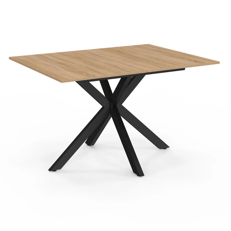 Table repas Spider plateau extensible 120-160cm et pieds croisés noirs