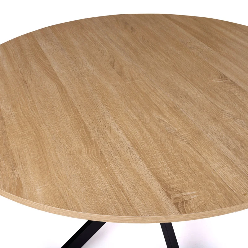 Table repas Soline 110cm plateau rond pieds croisés noirs
