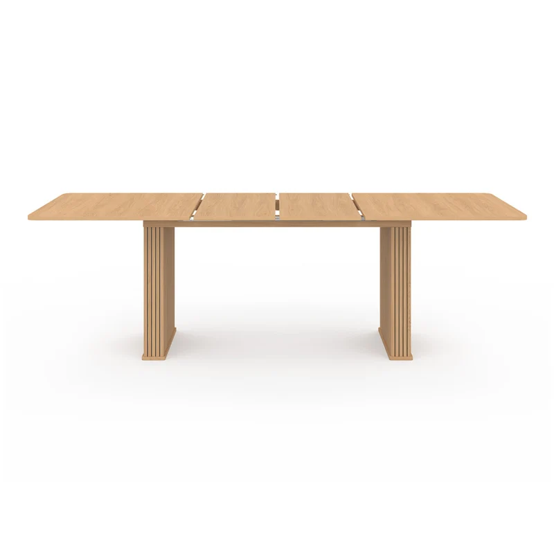Table repas extensible Faustine 160-240cm bois pieds effet tasseaux