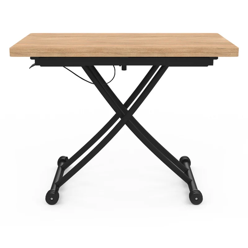 Table repas 2 en 1 Tribeca hauteur ajustable bois et noir