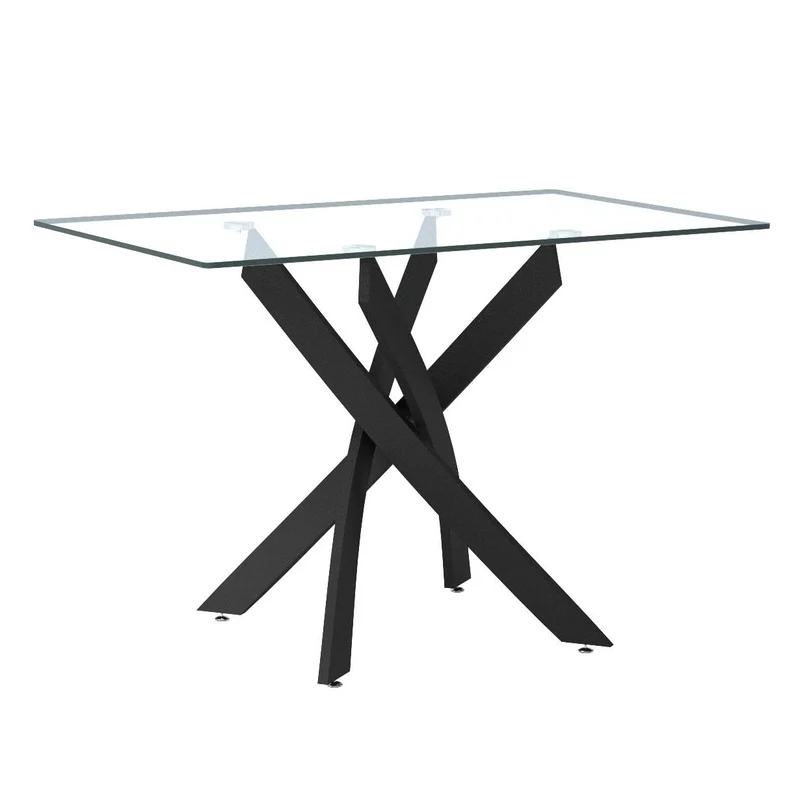 GOLDFAN Table en Verre Trempé Salle à Manger de Cuisine Moderne, Une Table à Manger Noir pour 4 Personnes,110 cm, Noire