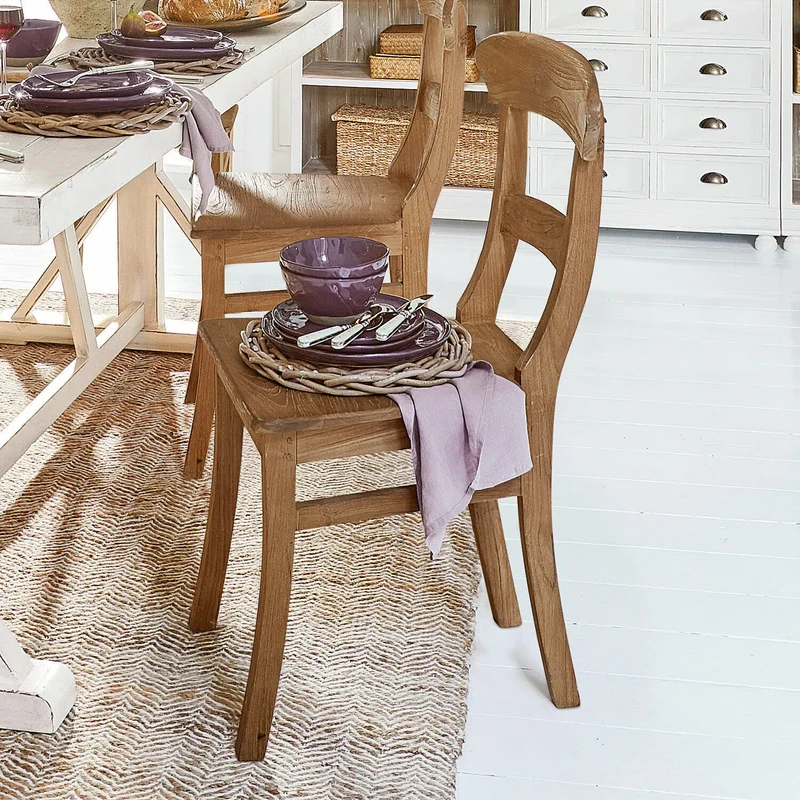 Loberon Chaise Masters - Bois de Teck revalorisé - H/L/P env. 92/52 / 52 cm - Marron Vieilli, Marron Vieilli