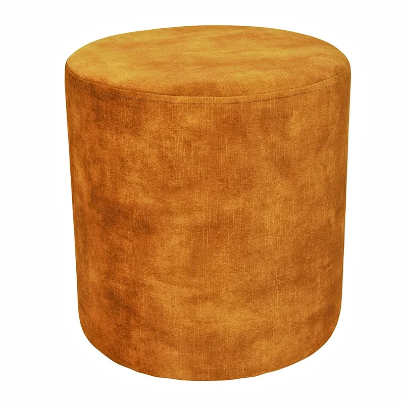Meubletmoi Pouf/Repose-Pieds Rond D. 32 cm en Tissu Velours Jaune Moutarde – élégant et Compact – Joel