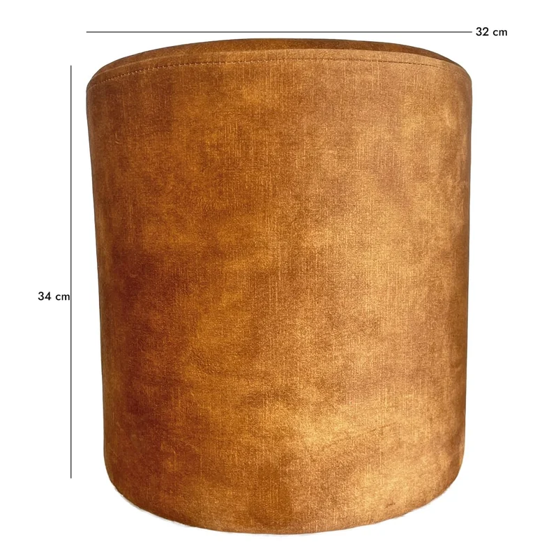 Meubletmoi Pouf/Repose-Pieds Rond D. 32 cm en Tissu Velours Jaune Moutarde – élégant et Compact – Joel