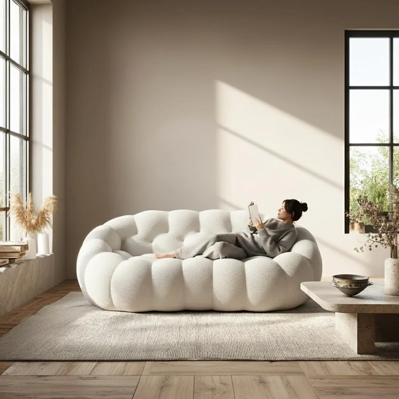 Coco Living Canapé compressé Design Cocoon Double 2 Places (Blanc)
