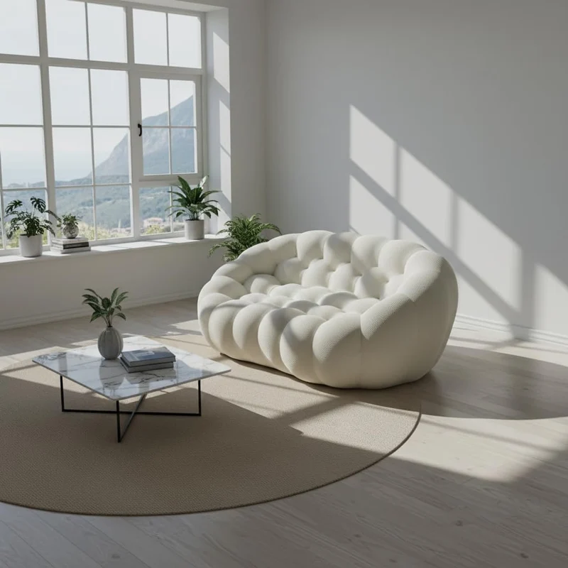Coco Living Canapé compressé Design Cocoon Double 2 Places (Blanc)