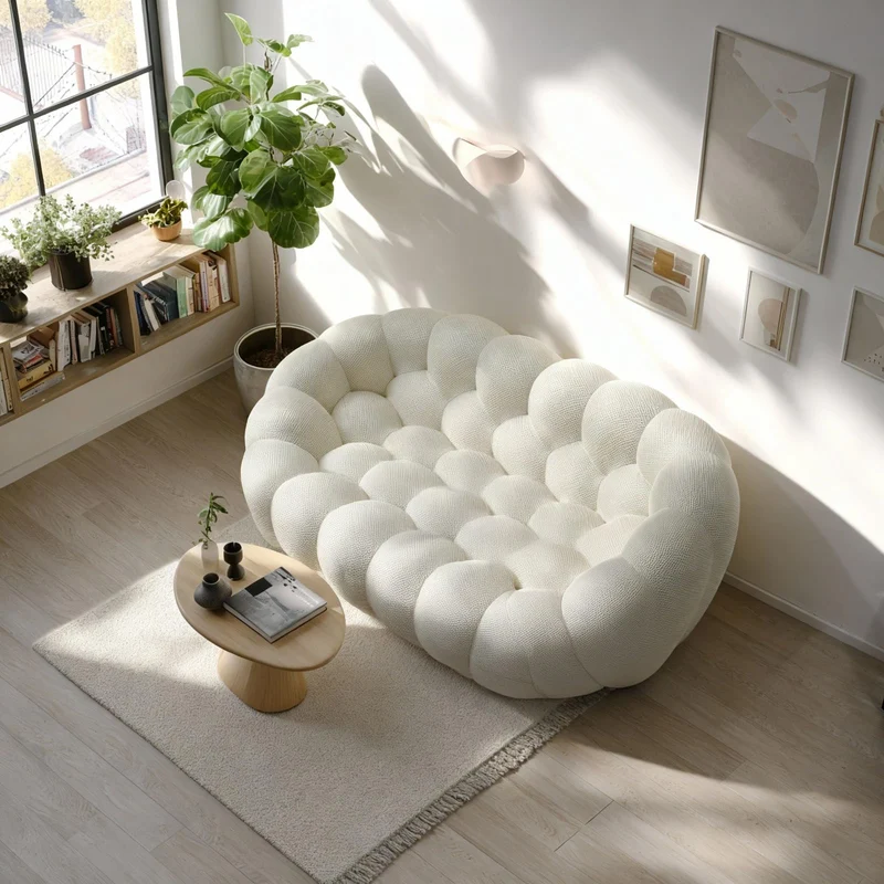 Coco Living Canapé compressé Design Cocoon Double 2 Places (Blanc)
