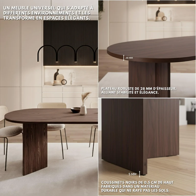 Selsey Table À Manger Ovale 90 x 204 cm, 6-10 Personnes, Noix Wisconsin