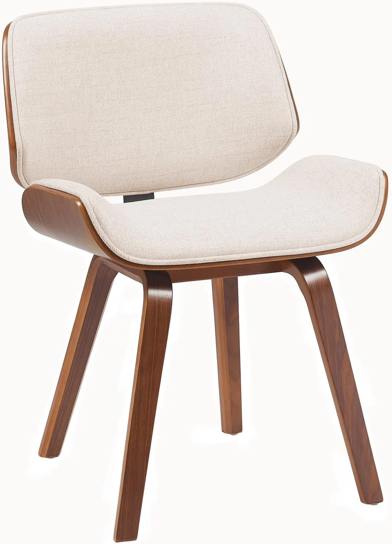 CLP Chaise de Salle à Manger Beverley Tissu, Chaise de Cuisine en Bois, avec Dossier, Fauteuil rembourré, Couleur:Noyer/crème