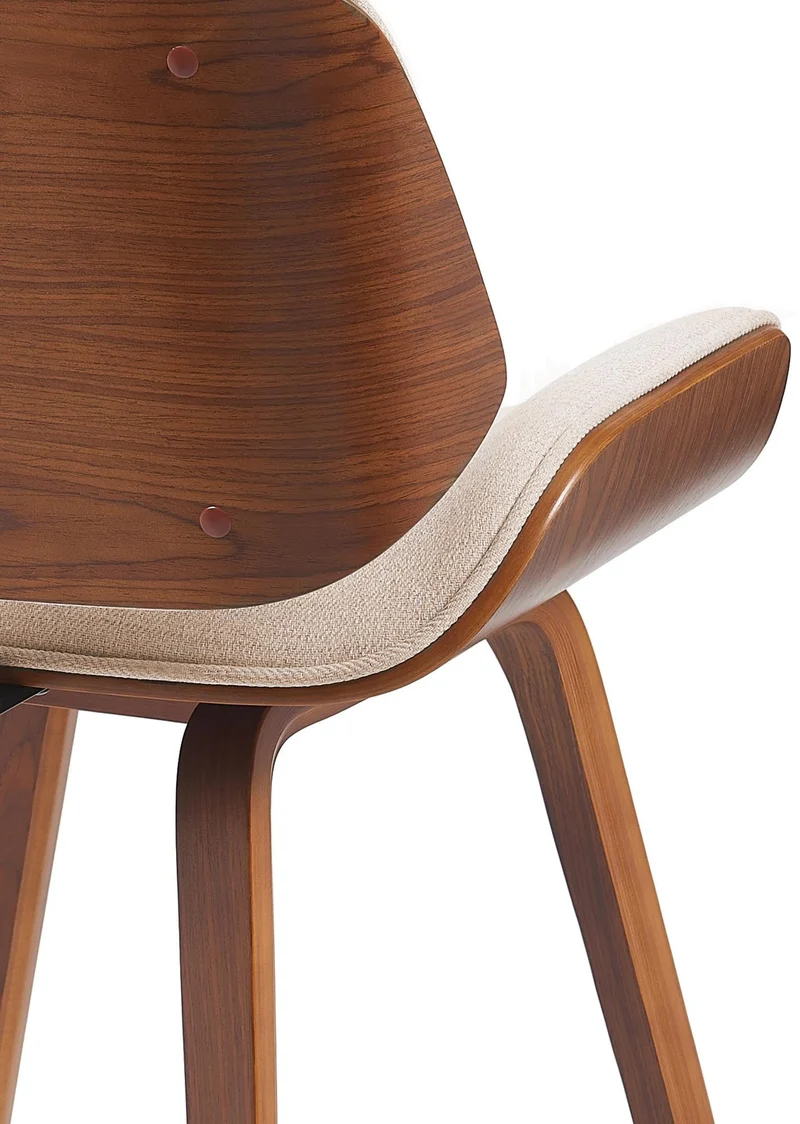 CLP Chaise de Salle à Manger Beverley Tissu, Chaise de Cuisine en Bois, avec Dossier, Fauteuil rembourré, Couleur:Noyer/crème