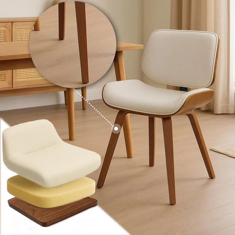 CLP Chaise de Salle à Manger Beverley Tissu, Chaise de Cuisine en Bois, avec Dossier, Fauteuil rembourré, Couleur:Noyer/crème