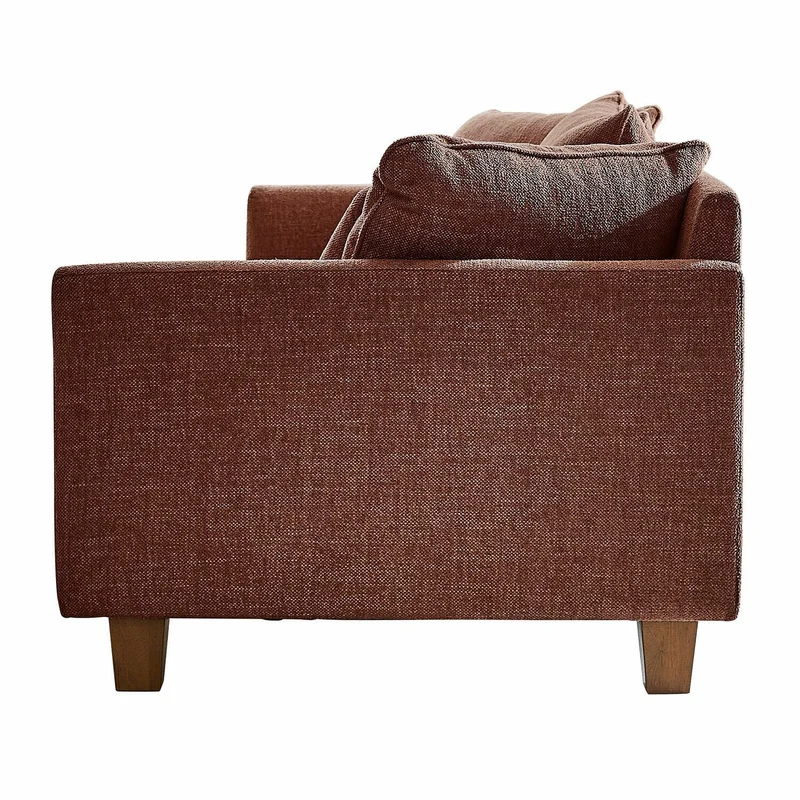 Loberon Canapé Brissonneau, design moderne, avec coussin décoratif, housse robuste, toucher doux, élégance, canapé, siège, bois d'hévéa, bois de pin, polyester, marron rouille