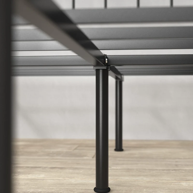 Zinus Florence lit 160 x 200 cm - 30 cm de hauter - Lit King - Cadre de lit Plateforme en métal avec tête et Pied de lit - Noir
