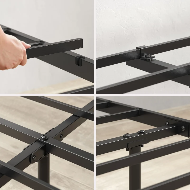 Zinus Florence lit 160 x 200 cm - 30 cm de hauter - Lit King - Cadre de lit Plateforme en métal avec tête et Pied de lit - Noir