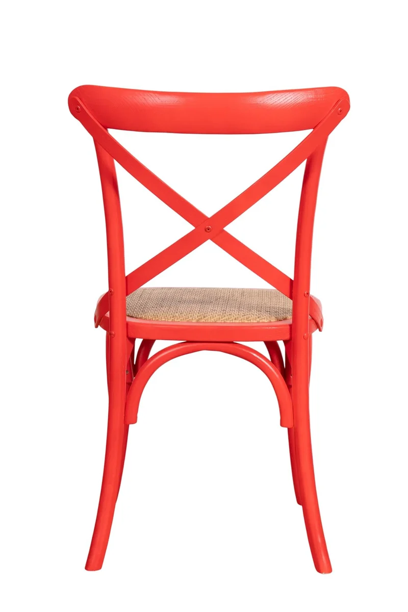 Biscottini Chaise de salle à manger en bois massif Vintage - Chaises de cuisine et salon en rotin Thonet - Chaises intérieures et extérieures rembourrées - Chaise en peluche Rustica Cross