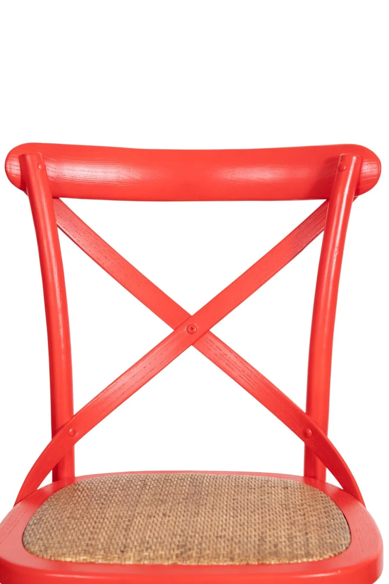 Biscottini Chaise de salle à manger en bois massif Vintage - Chaises de cuisine et salon en rotin Thonet - Chaises intérieures et extérieures rembourrées - Chaise en peluche Rustica Cross