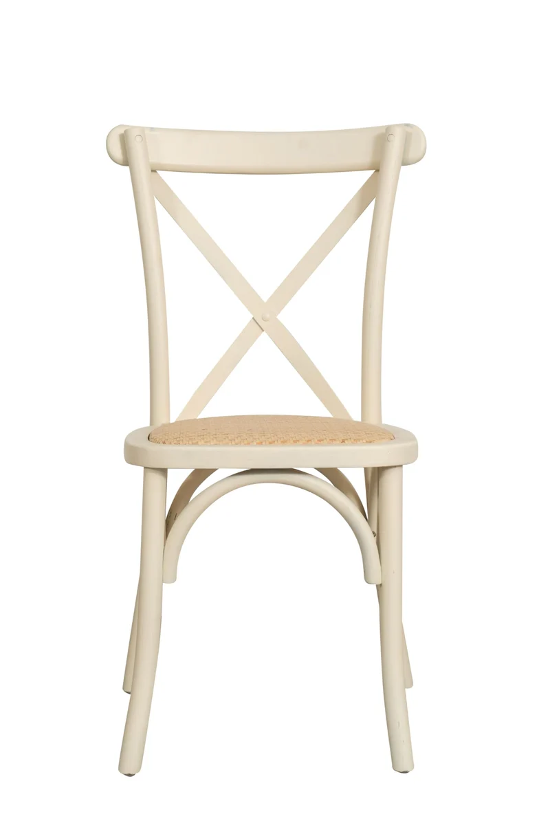 Biscottini Chaises de salle à manger bois massif 86x42x46 cm - Chaise cuisine et salon en rotin - Chaises en bois pour l'extérieur et l'intérieur - Chaise en bois blanc Cross