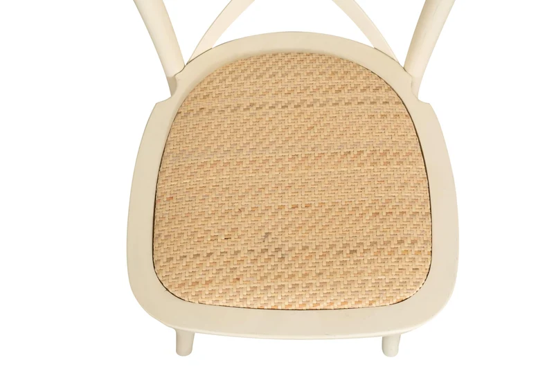 Biscottini Chaises de salle à manger bois massif 86x42x46 cm - Chaise cuisine et salon en rotin - Chaises en bois pour l'extérieur et l'intérieur - Chaise en bois blanc Cross