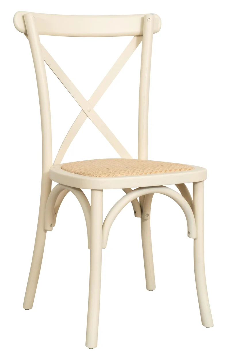 Biscottini Chaises de salle à manger bois massif 86x42x46 cm - Chaise cuisine et salon en rotin - Chaises en bois pour l'extérieur et l'intérieur - Chaise en bois blanc Cross
