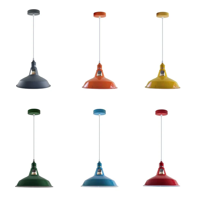 Métal Vintage Suspensions Luminaires Retro Plafonniers Luminaire Edison de Culot E27 Suspensions Eclairage de Plafond Suspensions Luminaires Lampe (Sans Ampoule, Vert)