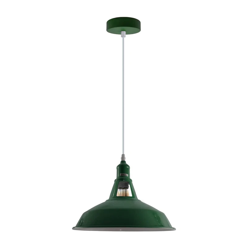Métal Vintage Suspensions Luminaires Retro Plafonniers Luminaire Edison de Culot E27 Suspensions Eclairage de Plafond Suspensions Luminaires Lampe (Sans Ampoule, Vert)