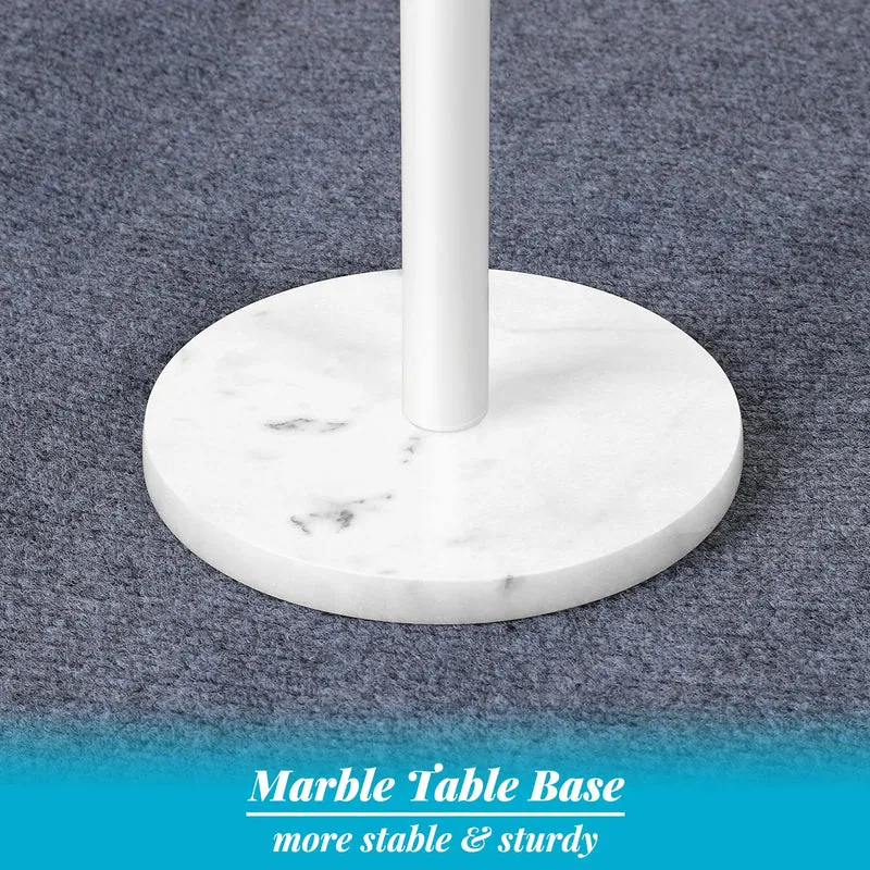 Smusei Table Basse Ronde Noire avec Base en Marbre - Table d'Appoint de 32 cm pour Canapé, Salon, Chambre à Coucher et Petit Espace - Blanche