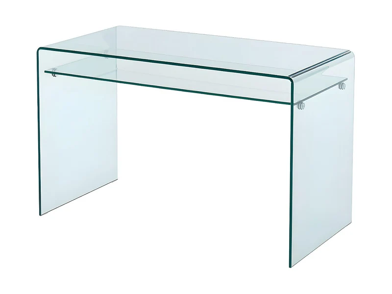 Vente-unique - Bureau STILEOS - 1 Niche - Verre trempé - avec Rangement