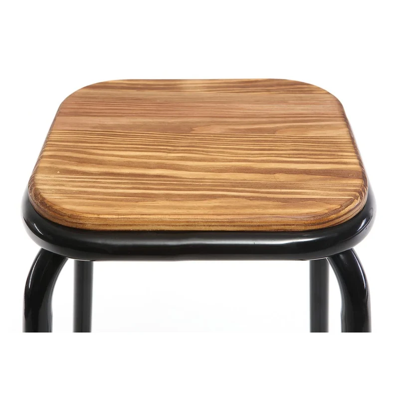 Miliboo Tabourets de Bar empilables Noir et Bois foncé H77.5 cm (Lot de 2) Memphis