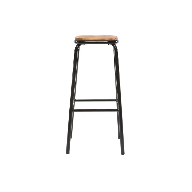 Miliboo Tabourets de Bar empilables Noir et Bois foncé H77.5 cm (Lot de 2) Memphis
