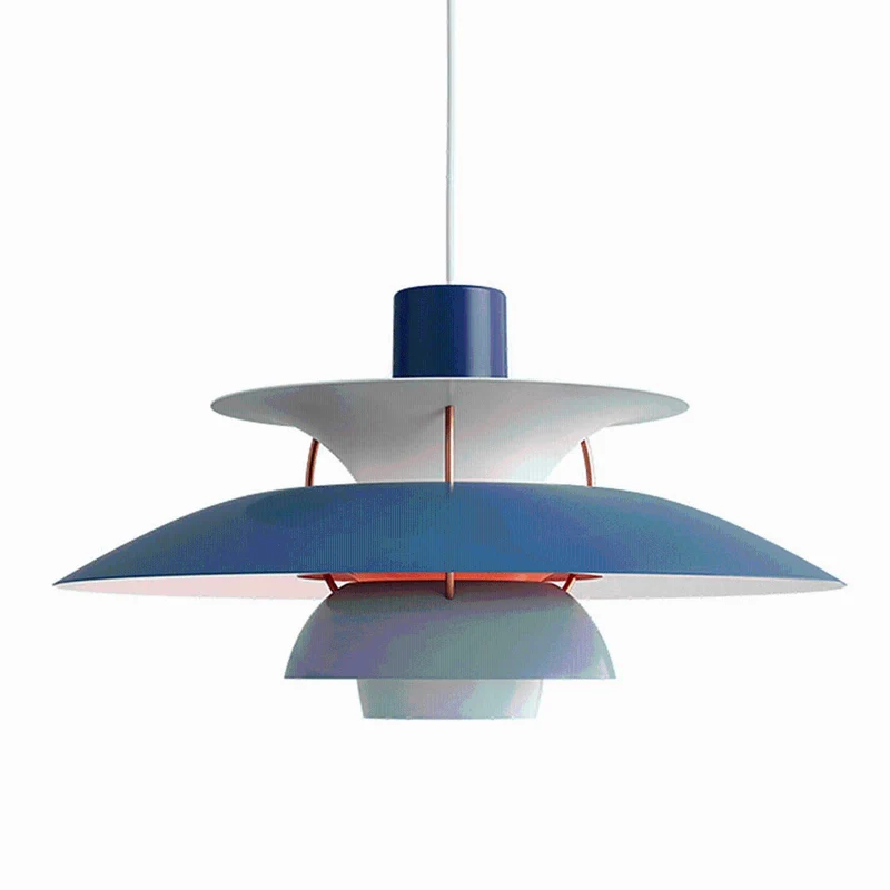 UIOPPOI Lampe Suspendue PH5 avec Douille Compatible E27 pour éclairage Moderne, Lustre en Aluminium de Style Nordique pour décoration de Maison et de Restaurant, 40 cm, Bleu