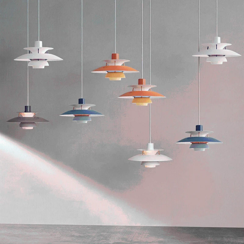 UIOPPOI Lampe Suspendue PH5 avec Douille Compatible E27 pour éclairage Moderne, Lustre en Aluminium de Style Nordique pour décoration de Maison et de Restaurant, 40 cm, Bleu