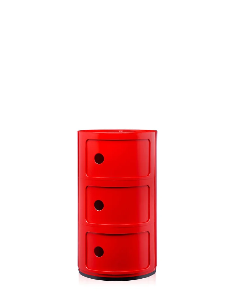 Kartell Componibili, Conteneur 3 éléments, Rouge, Base ronde