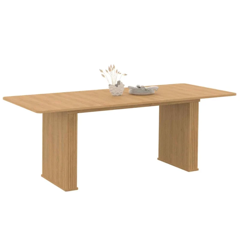 IDMarket - Table à Manger Extensible Rectangle Juliette 6-10 Personnes Pieds Lattes tasseau Bois Coloris chêne 160-200cm