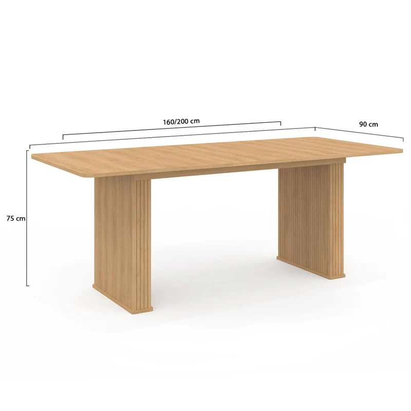 IDMarket - Table à Manger Extensible Rectangle Juliette 6-10 Personnes Pieds Lattes tasseau Bois Coloris chêne 160-200cm