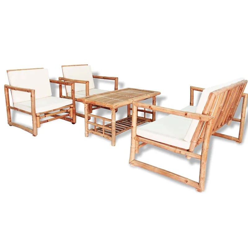 vidaXL Mobilier de Jardin 12 pcs Bambou Salle à Manger Extérieur Salon Jardin