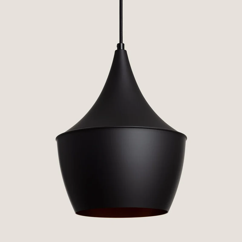 LEDKIA LIGHTING - Suspension Métal Mercury | Design Élégant en Aluminium | Compatible Ampoule E27 (Non Incluse) | Hauteur Réglable | IP20 Intérieur, Noir, Aluminium