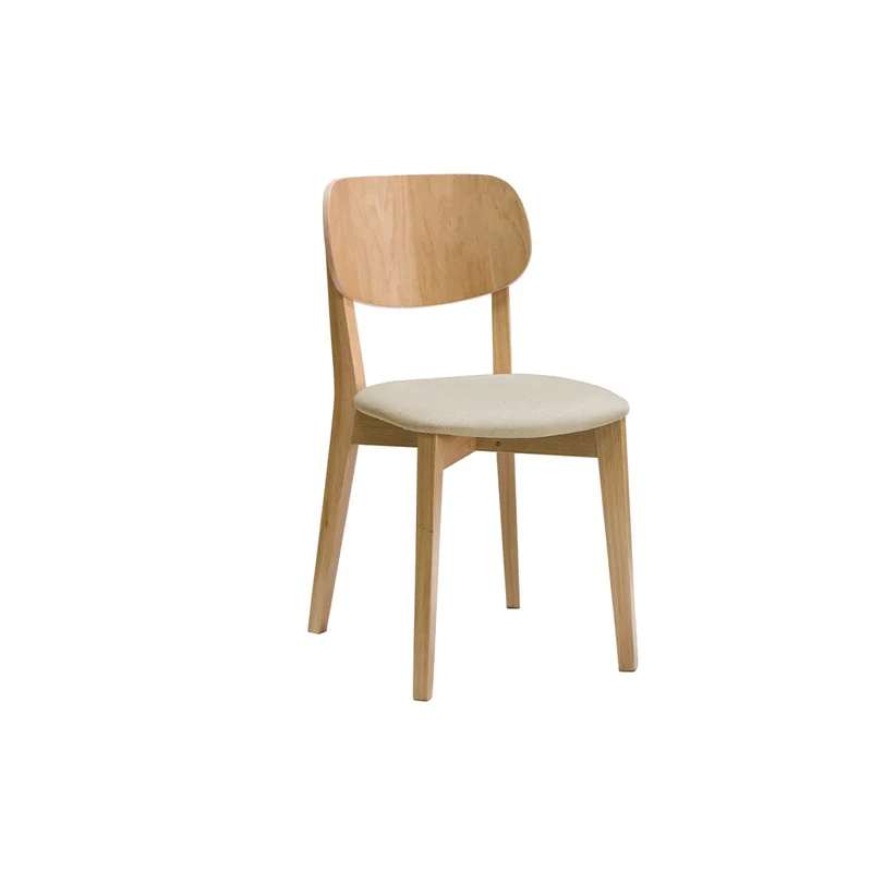 Miliboo Chaises Vintage en Bois Clair chêne et Tissu Beige (Lot de 2) Lucia
