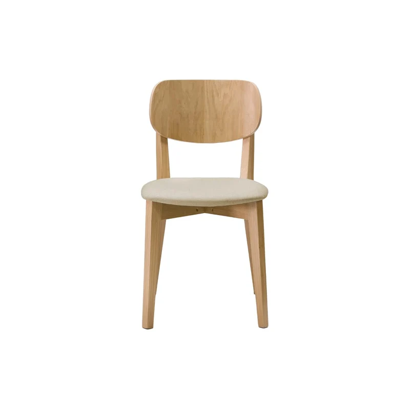 Miliboo Chaises Vintage en Bois Clair chêne et Tissu Beige (Lot de 2) Lucia