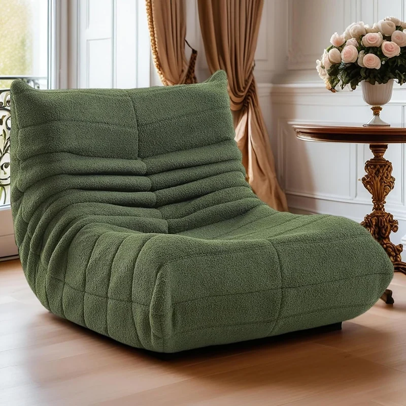 Mavdecll Chaise Longue Au Coin du Feu Togo, Fauteuils Poires Compressés, Canapé Vert Au Coin du Feu, Canapé De Sol Paresseux, Matériau en Daim Doux, pour Dortoir, Salon, Chambre À Coucher, Bureau