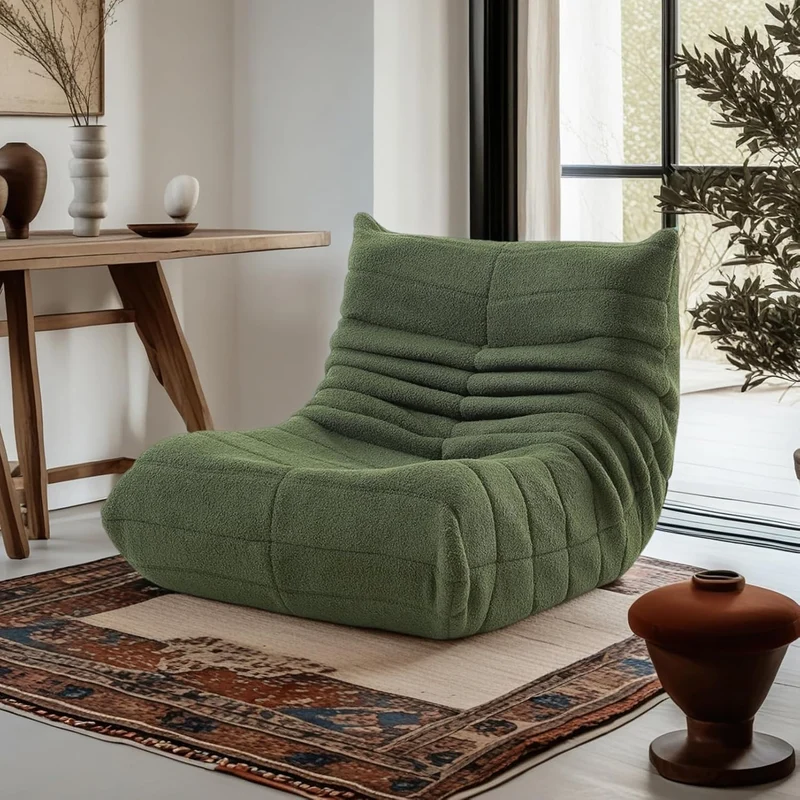 Mavdecll Chaise Longue Au Coin du Feu Togo, Fauteuils Poires Compressés, Canapé Vert Au Coin du Feu, Canapé De Sol Paresseux, Matériau en Daim Doux, pour Dortoir, Salon, Chambre À Coucher, Bureau
