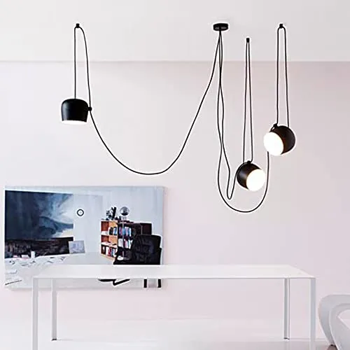 FAZRPIP Lampe à Suspension Tambour Moderne Plafond LED Lampe à Main araignée Lampes suspendues industrielles pour Restaurant Cuisine luminaires loft Nordique 200CM câble réglable E27 luminaire