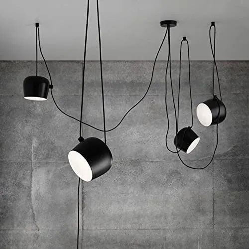 FAZRPIP Lampe à Suspension Tambour Moderne Plafond LED Lampe à Main araignée Lampes suspendues industrielles pour Restaurant Cuisine luminaires loft Nordique 200CM câble réglable E27 luminaire